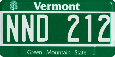 VT license plate NND212