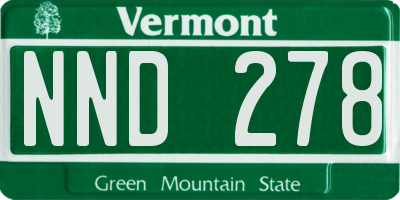 VT license plate NND278