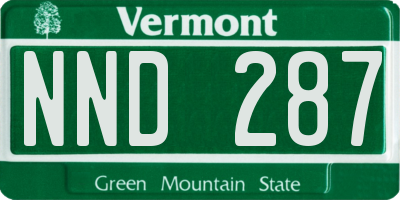 VT license plate NND287