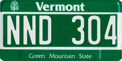 VT license plate NND304