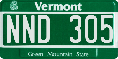 VT license plate NND305