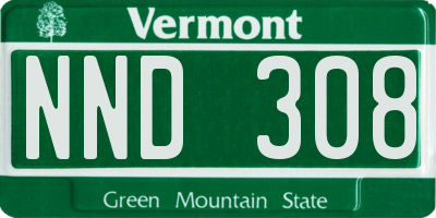 VT license plate NND308