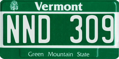 VT license plate NND309