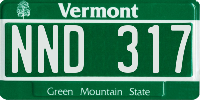 VT license plate NND317
