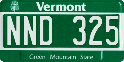 VT license plate NND325