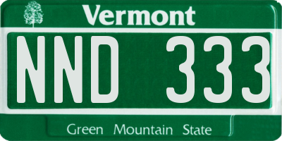 VT license plate NND333