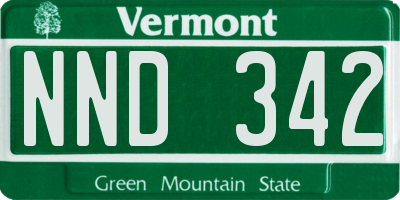 VT license plate NND342