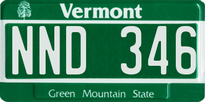 VT license plate NND346