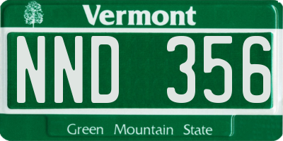 VT license plate NND356