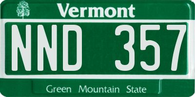 VT license plate NND357