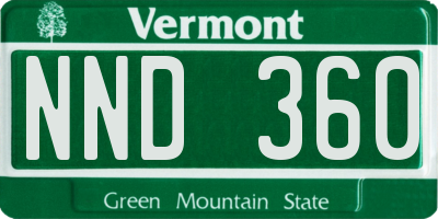 VT license plate NND360