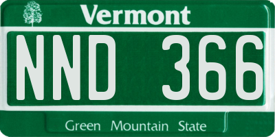 VT license plate NND366