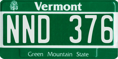 VT license plate NND376