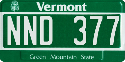 VT license plate NND377