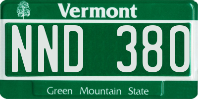 VT license plate NND380