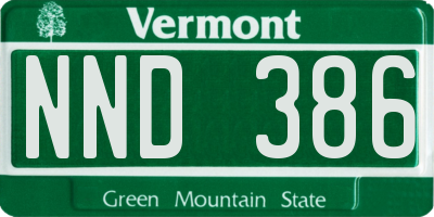 VT license plate NND386