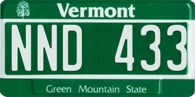 VT license plate NND433