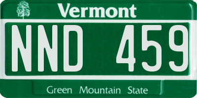 VT license plate NND459