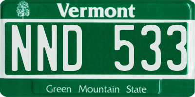 VT license plate NND533