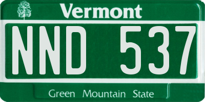 VT license plate NND537