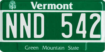 VT license plate NND542