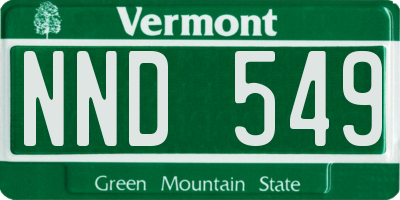 VT license plate NND549