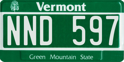 VT license plate NND597