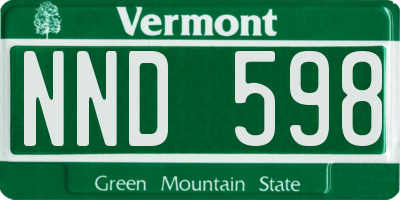 VT license plate NND598