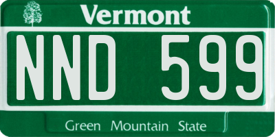 VT license plate NND599