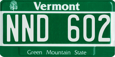 VT license plate NND602