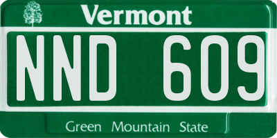 VT license plate NND609
