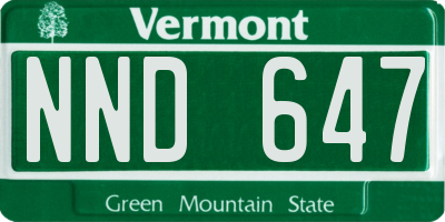 VT license plate NND647