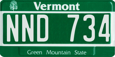 VT license plate NND734
