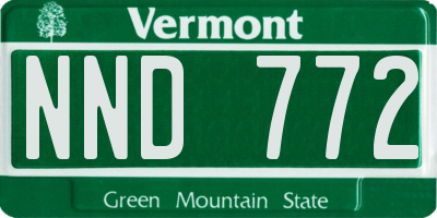 VT license plate NND772