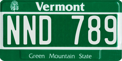 VT license plate NND789