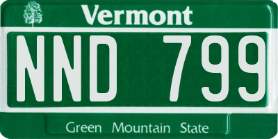 VT license plate NND799