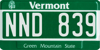 VT license plate NND839