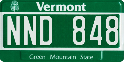 VT license plate NND848