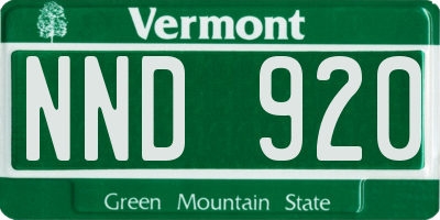 VT license plate NND920