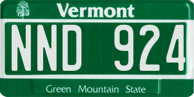 VT license plate NND924