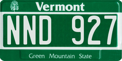 VT license plate NND927