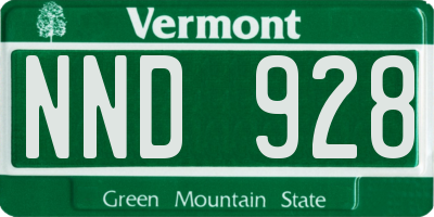 VT license plate NND928