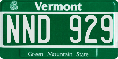 VT license plate NND929