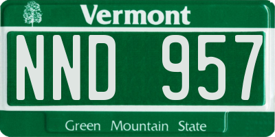 VT license plate NND957