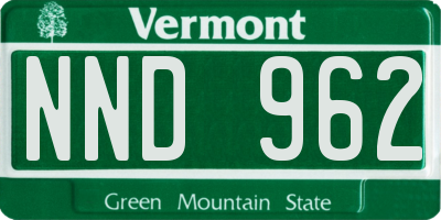VT license plate NND962