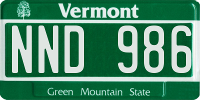 VT license plate NND986