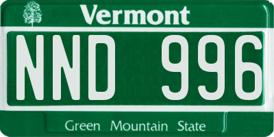 VT license plate NND996