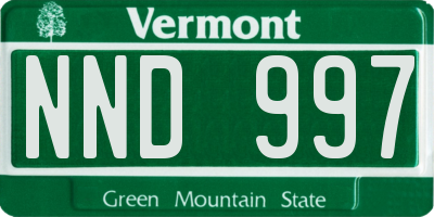 VT license plate NND997