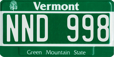 VT license plate NND998