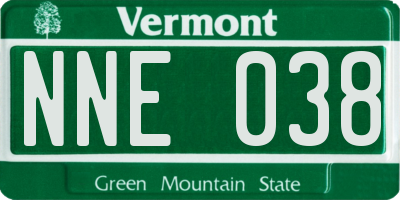 VT license plate NNE038